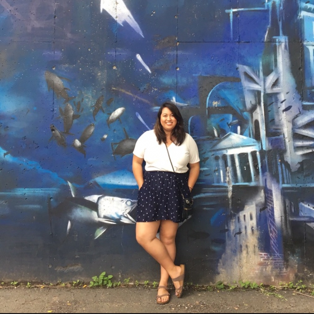 Navy & White Bird Print Skirt with Button Detail